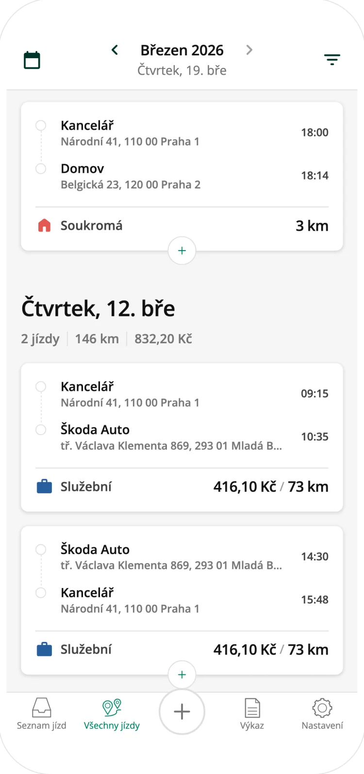 Driversnote app recording a trip