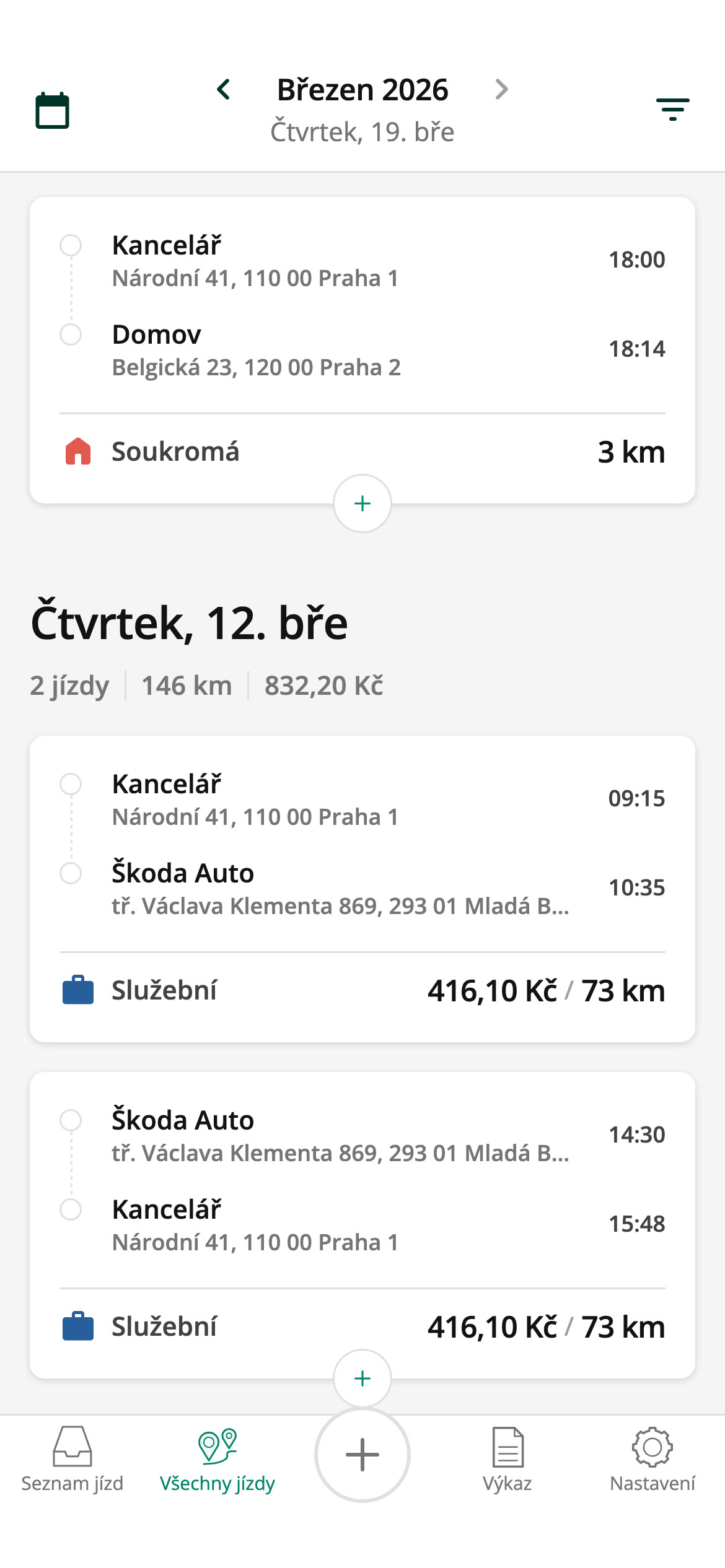 Prohlédněte si všechny Vaše jízdy