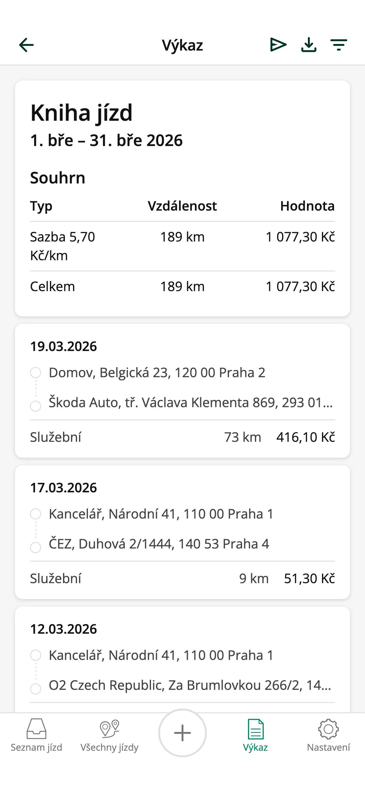 Výkazy jízd ihned k dispozici